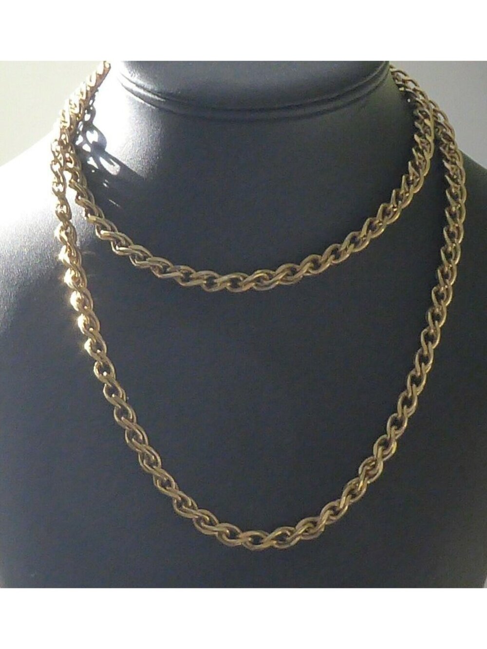 Vintage Signed Crown Trifari 35" Gold Tone Chain | Long Opera Link Necklace